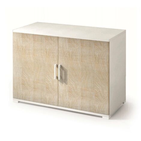 Dmora - Armadio multiuso Serafinito, Mobile lineare a 2 Ante battenti con ripiano, Mobile da ingresso, Scarpiera moderna, 100% Made in Italy, 90x45h66 cm, Rovere e Bianco