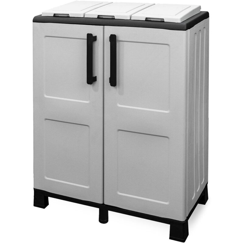 Dmora Armadio Portarifiuti Da Esterno O Interno, Mobile Porta 3 Sacchi A 2 Ante 100 Made In Italy Cm 68x37h90 Colore Grigio Chiaro 66808818