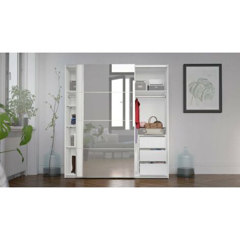 Dmora - Armario 2 puertas Angri, Muebles de dormitorio, Vestidor, Armario de ropa, 182x64 h202 cm, Blanco