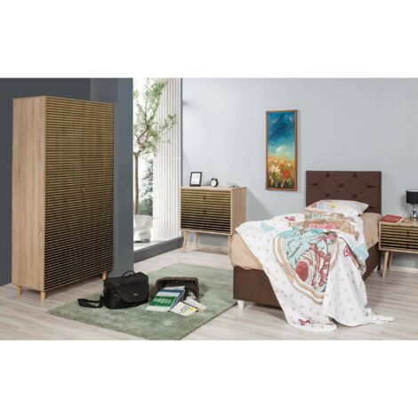 Dmora - Armario 2 puertas Atlas, Muebles de dormitorio, Vestidor, Armario de ropa, 90x52h192 cm, Roble, con embalaje reforzado