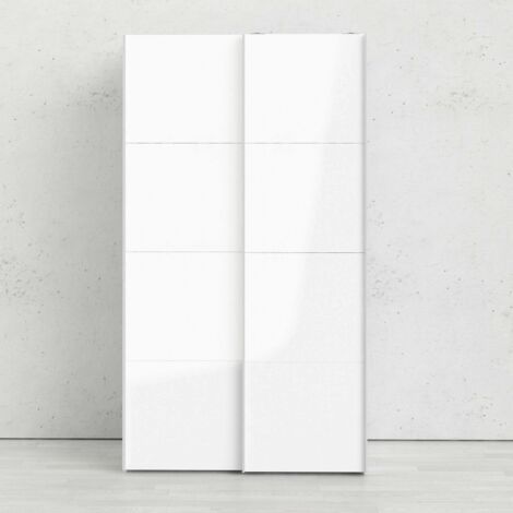 Dmora - Armario 2 puertas Clarine, Muebles de dormitorio, Vestidor, Armario de ropa, 122x62 h220 cm, Blanco brillante