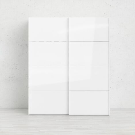 Dmora - Armario 2 puertas Cyrill, Muebles de dormitorio, Vestidor, Armario de ropa, 182x62 h220 cm, Blanco brillante
