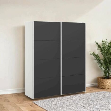Dmora - Armario 2 puertas Emeraude, Muebles de dormitorio, Vestidor, Armario de ropa, 182x61 h220 cm, Blanco y Negro