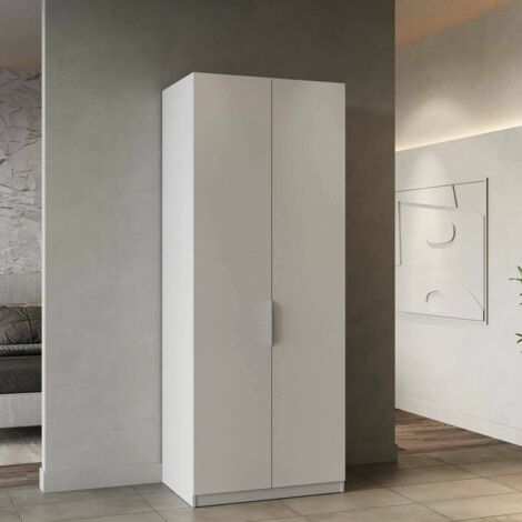 Dmora - Armario 2 puertas Fioretta, Muebles de dormitorio, Vestidor, Armario de ropa, 79x51 h203 cm, Blanco mate