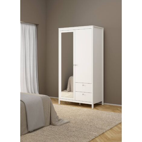 Dmora - Armario 2 puertas Ghislaine, Muebles de dormitorio, Vestidor, Armario de ropa, 102x58 h199 cm, Blanco