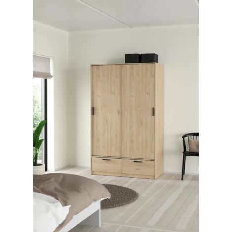Dmora - Armario 2 puertas Leonore, Muebles de dormitorio, Vestidor, Armario de ropa, 121x60 h200 cm, Roble