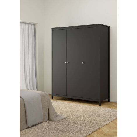 Dmora - Armario 3 puertas Justina, Muebles de dormitorio, Vestidor, Armario de ropa, 150x58 h199 cm, Negro