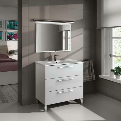 Armario bajo encimera Dkolaro, Mueble de baño, Armario de 2 puertas con  espejo, lavabo no incluido, 50x40h80 cm, Roble