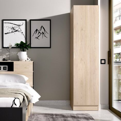 Dmora - Armario Dbusat, Percha para dormitorio, Armario con 1 puerta simple, 41x52h184 cm, Roble