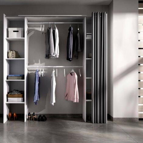 Dmora - Armario Dgond, Estructura para vestidor, Perchero abierto, 180x50h205 cm, Blanco y Gris