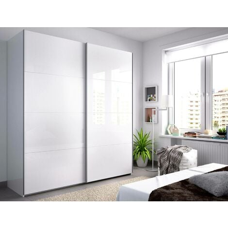 Armario Burbank, Armario dormitorio con 2 puertas y 2 cajones, Muebles de  dormitorio con perchero, 81x52h180 cm, Blanco