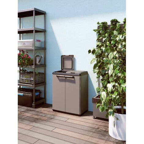 Dmora - Armario exterior Masone, Mueble para exteriores, Mueble de jardín multiusos, Contenedor para balcón o garaje, Made in Italy, 68x39 h85 cm, Gris