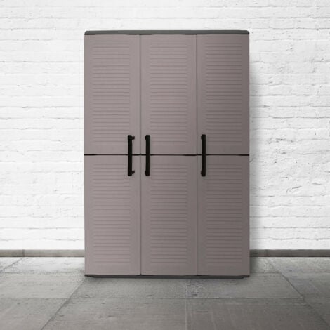 Dmora Armario exterior o interior, 3 puertas y 3 estantes de polipropileno ajustables, 100% Made in Italy, 102x37h163 cm, color gris, con embalaje reforzado