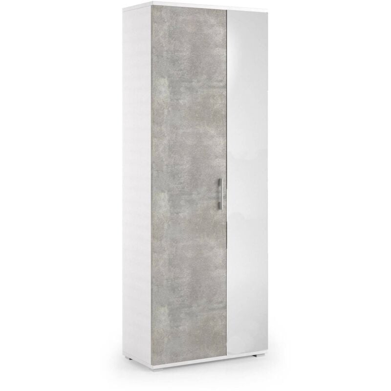 

Armario multiusos con 1 puerta con espejo, 100% Made in Italy, Zapatero de entrada 1 cajón y 6 estantes internos, Zapatero moderno, 72x37h195 cm,