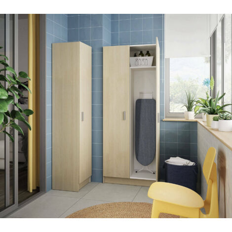 Dmora Armario multiusos con dos puertas batientes y dos baldas regulables en altura, color roble, 73 x 37 x h180 cm