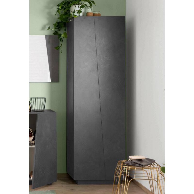 

Dmora Armario multiusos Dmora, Made in Italy, Mobiliario moderno, Zapatero con 2 puertas y 5 estantes, 60x38h200 cm, Color Gris pizarra