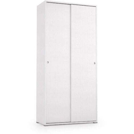 Dmora – Armoire 2 portes coulissantes 90x45x195 cm – 4 étagères réglables – Panneau mélaminé E1 – Fabriqué en Italie – Blanc - 90x45h195