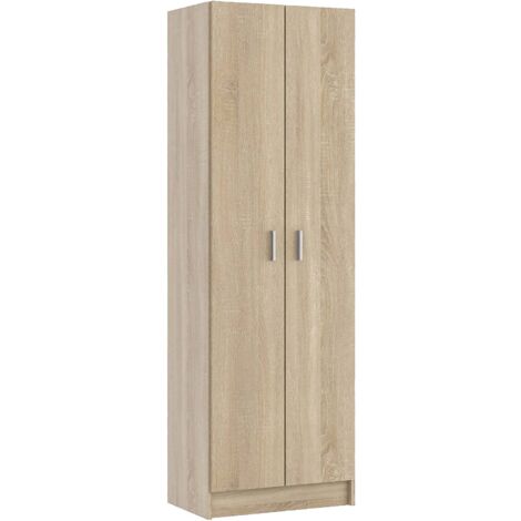Dmora – Armoire à chaussures moderne 2 portes – Dimensions 59x37x180 cm – Panneau mélaminé chêne – 5 étagères réglables pour rangement optimisé - 59x37h180