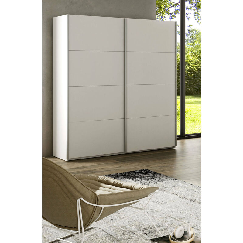 Dmora - Armoire à deux portes coulissantes, couleur blanche, cm 100 x 150 x 200