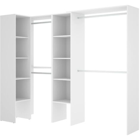 Dmora – Armoire d'angle pour enfant 228x79x187 cm – Panneaux de bois aggloméré mélaminé – Résistante aux chocs et rayures – Compartiments réglables - 228x79h187