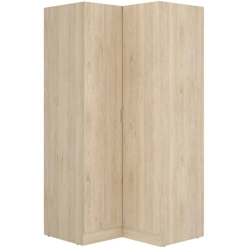 Dmora - Armoire Dcipo, Meubles d'angle pour chambre à coucher, Armoire d'angle avec 2 portes battantes, 91x93h184 cm, Chêne