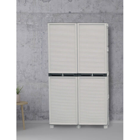 Dmora – Armoire de jardin en polypropylène recyclé – Résistante aux intempéries – Dimensions 100x39h172 cm – Écologique et durable