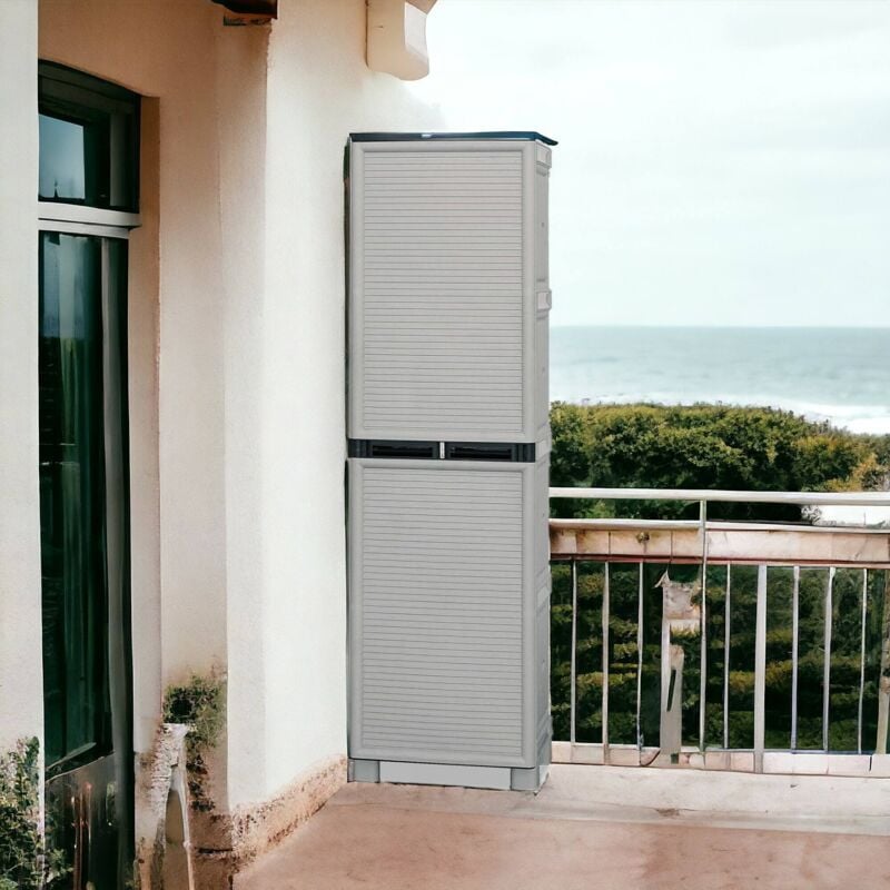 Dmora Armoire de porte extérieure ou intérieure, armoire à 1 porte et 3 niveaux en polypropylène, 100% Made in Italy,50x39h172 cm de couleur gris