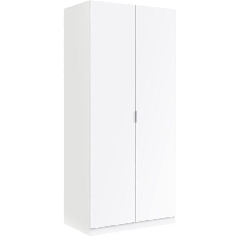 Dmora - Vestiaire Orange, Armoire de chambre avec 2 portes battantes, Meuble de chambre avec 1 étagère et tringle à vêtements, cm 82x52h180, Blanc,