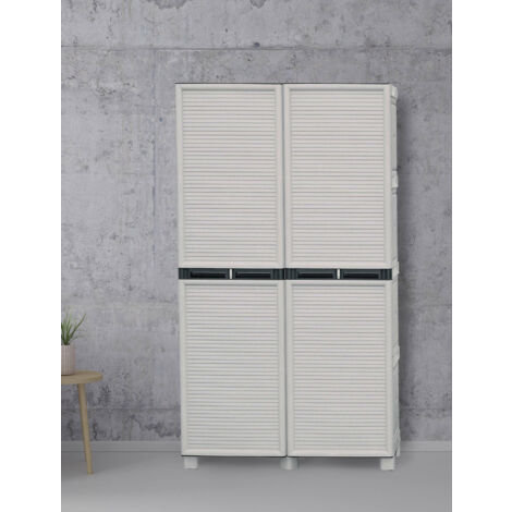 Dmora Armoire extérieure ou intérieure, 2 portes et 3 niveaux en polypropylène, 100% Made in Italy, 100x39h172 cm, couleur gris clair, avec emballage renforcé