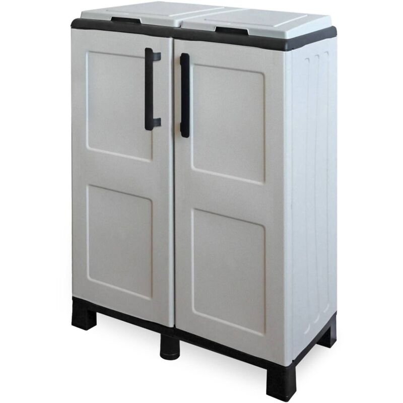 Armoire extérieure ou interne, porte mobile 2 sacs à 2 portes, 100% Made in Italy, 68x37h90 cm, couleur gris clair - Dmora