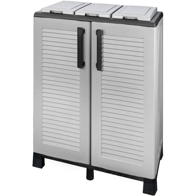 Armoire extérieure ou interne, porte mobile 3 sacs à 2 portes, 100% Made in Italy, cm 68x37h90, couleur gris clair, avec emballage renforcé - Dmora