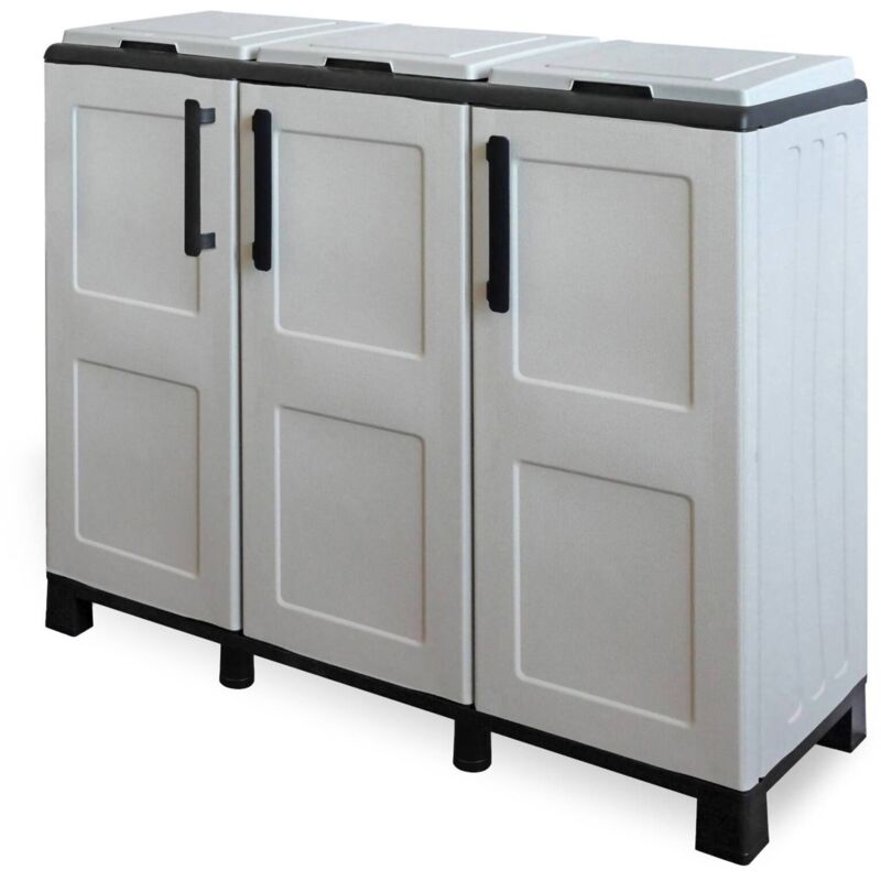 Dmora - Armoire extérieure ou interne, portable 3 sacs à 3 portes, 100% Made in Italy, 102x37h90 cm, couleur gris clair