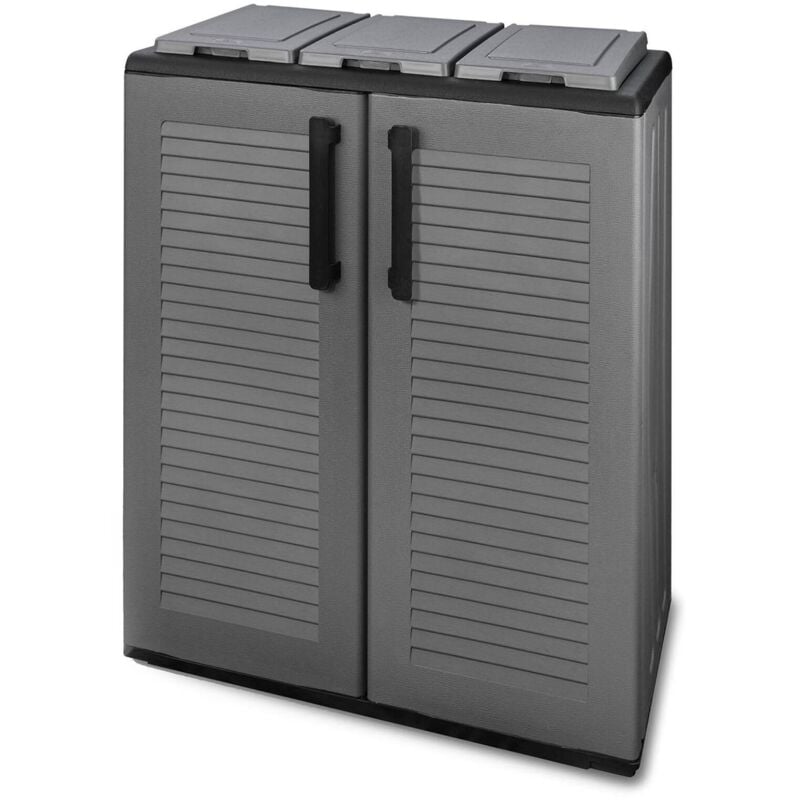 Armoire extérieure ou interne, porte mobile 3 sacs à 2 portes pour une collection séparée, 100% Made in Italy, 68x37h84 cm, couleur grise - Dmora