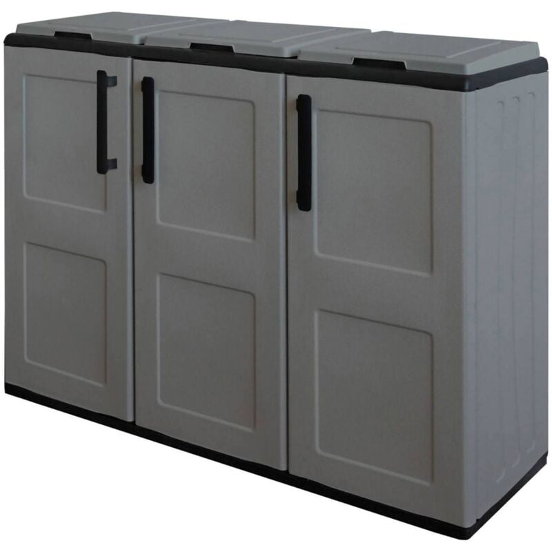 Dmora - Armoire pour l'extérieur ou intérieur, porte-sac à 3 portes, 100% Made in Italy, 102x37h90 cm, couleur grise