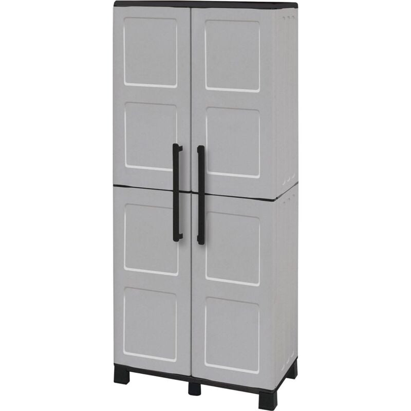 Dmora Armoire extérieure ou intérieure, 2 portes et 3 niveaux en polypropylène, 100% Made in Italy, 68x37h169 cm, couleur gris clair