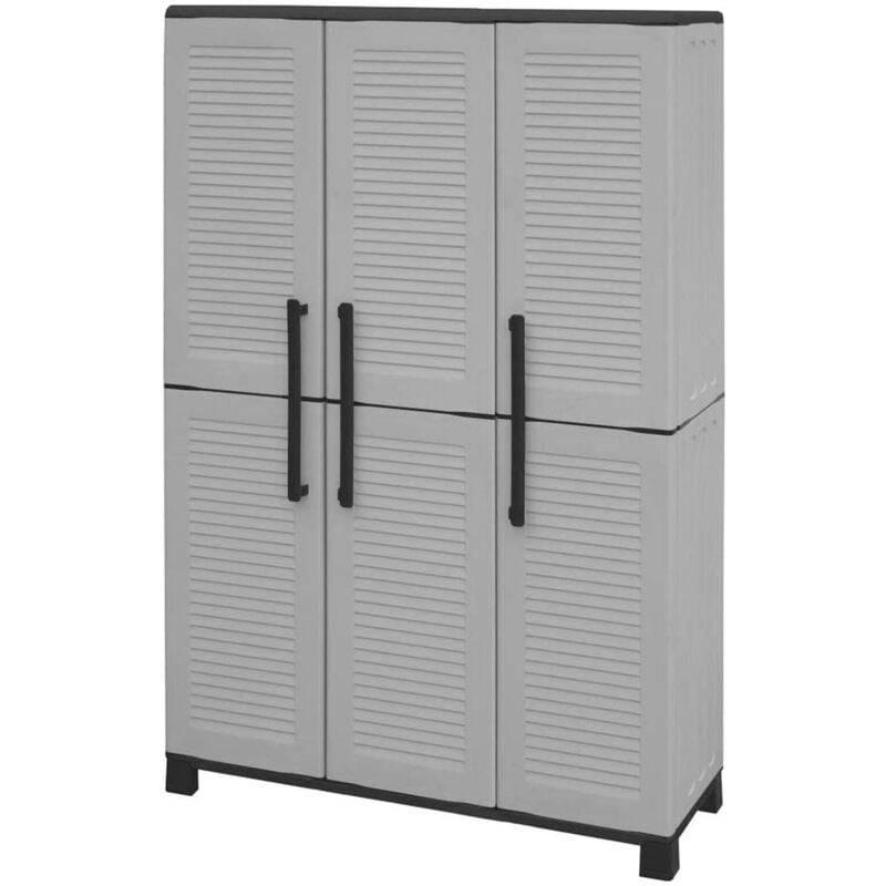 Dmora - Armoire extérieure ou intérieure, 3 portes et 3 niveaux en polypropylène ajustables, 100% Made in Italy, 102x37h169 cm, couleur grise