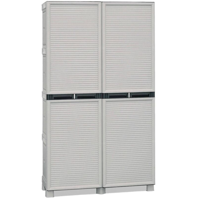 Armoire extérieure ou intérieure, 2 portes et 3 niveaux en polypropylène, 100% Made in Italy, 100x39h172 cm, couleur gris clair - Dmora