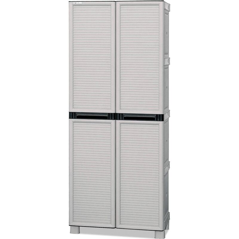 Armoire extérieure ou intérieure, polypropylène mobile à 3 portes à 2 portes, 100% Made in Italy, 70x39h172 cm, couleur gris clair - Dmora