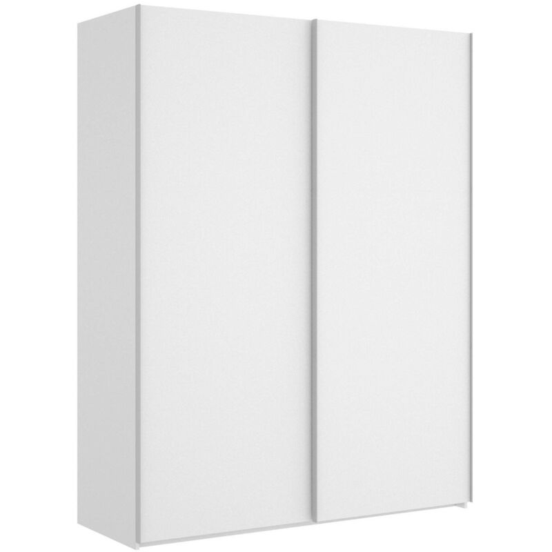 Dmora - Armoire Nuptse, Porte-manteau pour chambre, Armoire avec 2 portes coulissantes, 150x65h204 cm, Blanc, avec emballage renforcé