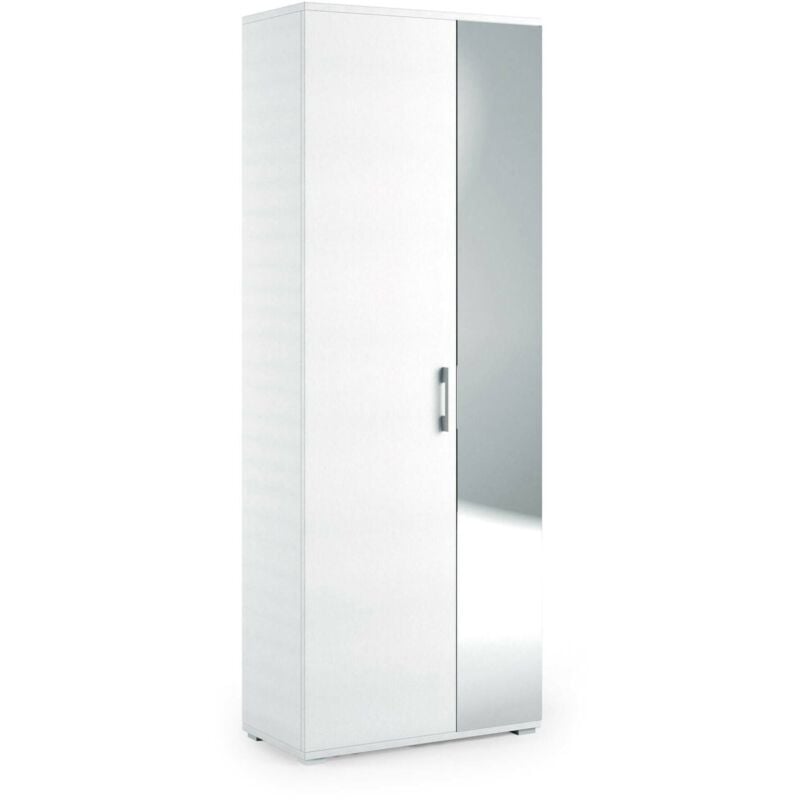 Meuble à chaussures Tarassaco, Mobilier de salle polyvalente avec porte miroir, Meuble à chaussures moderne avec 6 étagères, Fabriqué en Italie, Cm