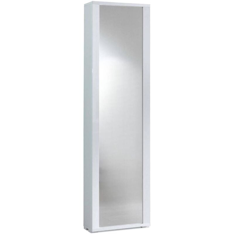 Dmora - Meuble à chaussures Datura, Mobilier de salle polyvalente avec porte miroir, Meuble à chaussures moderne avec 7 étagères, Fabriqué en Italie,