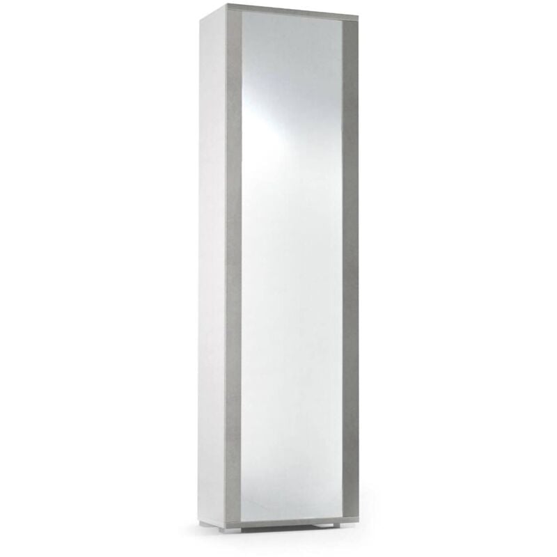 Meuble à chaussures Datura, Mobilier de salle polyvalente avec porte miroir, Meuble à chaussures moderne avec 7 étagères, Fabriqué en Italie, Cm