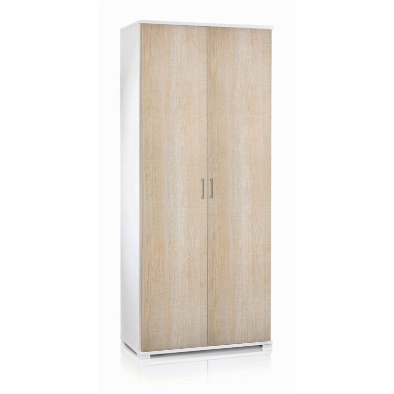 Dmora - Armoire polyvalente Alisso, Armoire linéaire avec 2 portes battantes, Armoire avec 4 étagères réglables, Range - chaussures moderne, 100%
