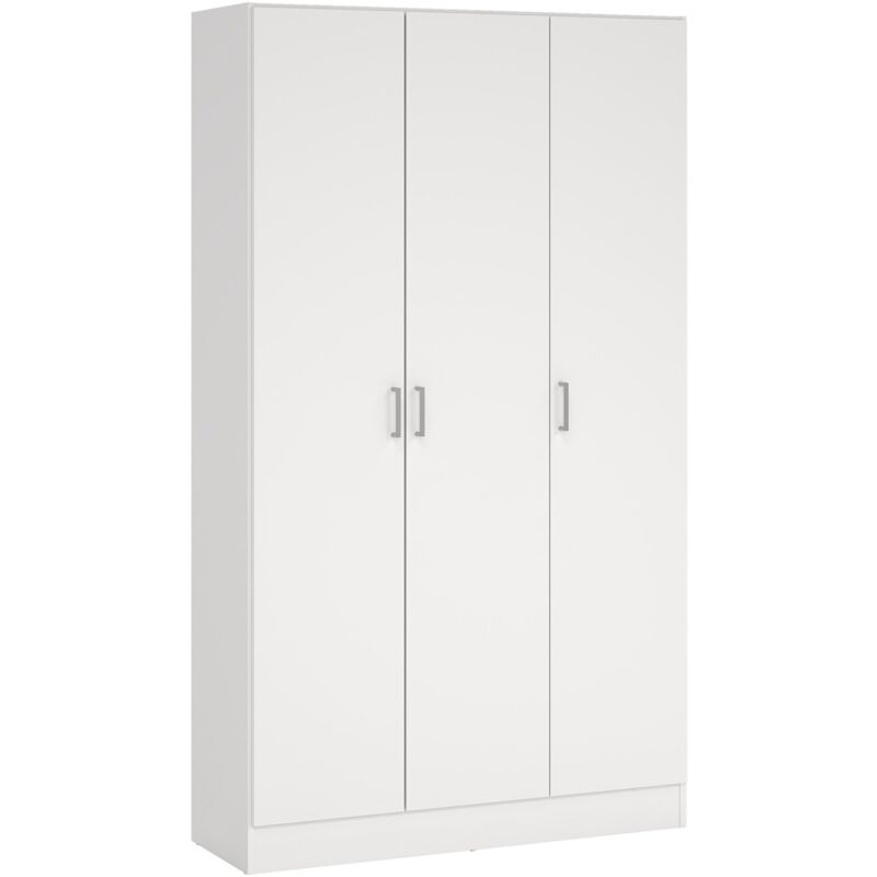 Dmora – Armoire multi-usage grande avec 4 étagères et 3 portes – Dimensions 34,6x180h cm – Finition blanche moderne pour intérieur