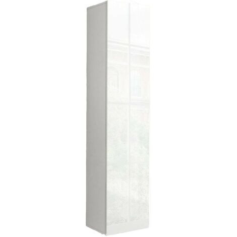 Dmora - Armoire polyvalente Dgrassi, Étagère à chaussures avec 1 porte et 4 étagères, Armoire multifonctionnelle, 100% Made in Italy, cm 40x30h180, Blanc brillant