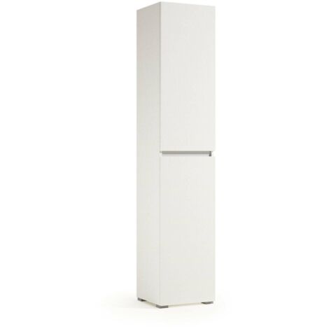 Dmora - Armoire polyvalente en bouleau à 2 portes, Étagère à chaussures avec étagères réglables, Meuble à chaussures avec 2 portes, 100% Made in Italy, 45x37h195 cm, Blanc, avec emballage renforcé