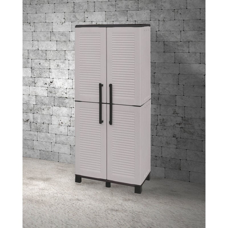 Armoire polyvalente extérieure ou intérieure, mobile 2 portes et 3 niveaux en polypropylène ajustables, 100% Made in Italy, 68x37h169 cm, couleur