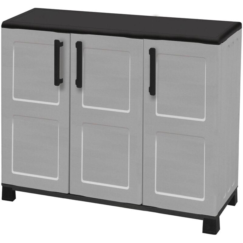 Armoire polyvalente extérieure ou intérieure, 3 portes et 1 étagère en polypropylène, 100% mobile fabriqué en Italie, 102x37h90 cm, couleur gris
