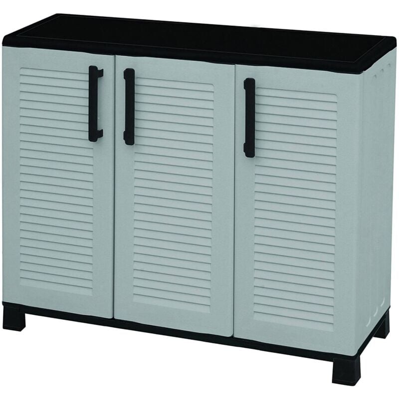 Dmora - Armoire polyvalente extérieure ou intérieure, 3 portes et 1 étagère de polypropylène, 100% Made in Italy, 102x37h90 cm, couleur grise