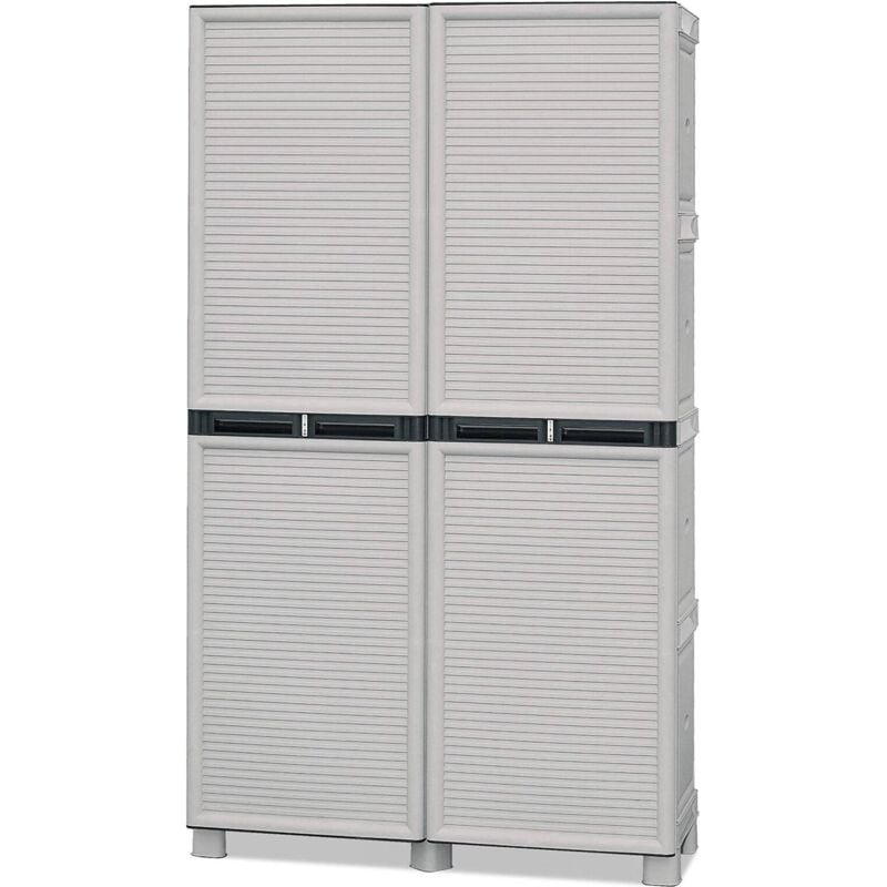 Armoire polyvalente extérieure ou intérieure, mobile 2 portes et 3 niveaux en polypropylène, 100% Made in Italy, 100x39h172 cm de couleur gris clair